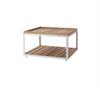 sofabord med teaktræ - Cane-line level sofabord - 79x79 cm - hvid